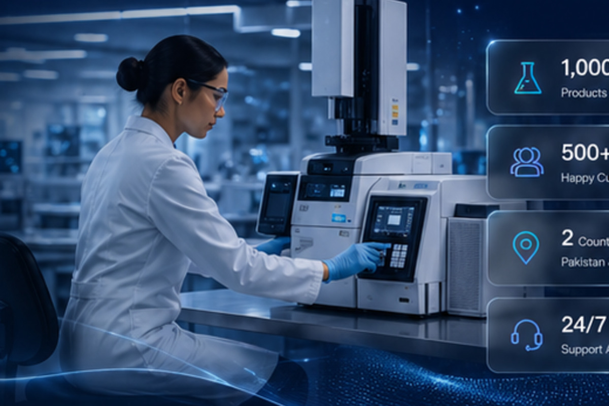 Scientist operating advanced laboratory equipment